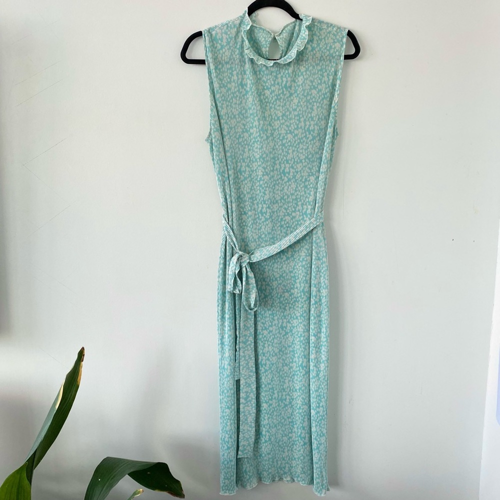 asos teal micro pleat maxi dress